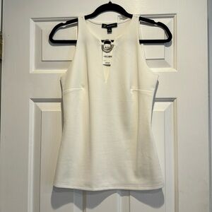 INC International Concepts NWT sleeveless top v neck with sexy gold ring Sz Sm